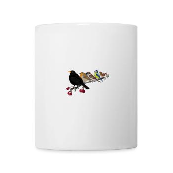 Merle, Rouge-gorge, Bleu, Branche, Noël, Oiseau - Mug blanc - blanc - Devant