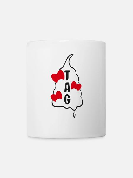 Sahne mit Herzen und viel Liebe. - Tasse - Weiß