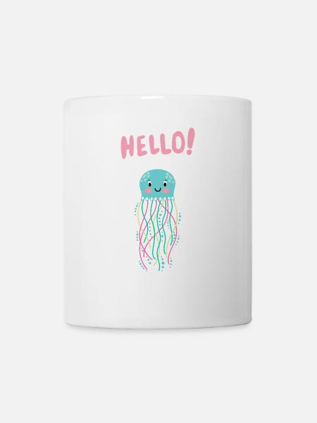 Cute Jellyfish Says Hello - Gift Idea - Mug - white