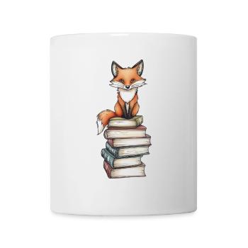 Fox on stack of books - Mug - white - Front