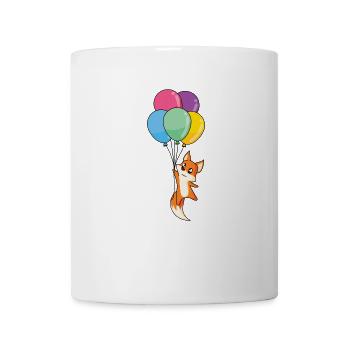 Le petit renard vole avec beaucoup de ballons colorés - Mug blanc - blanc - Devant