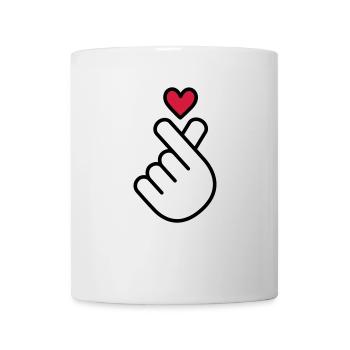 Coeur K-pop, symbole de la musique pop Corée K, doigt, main - Mug blanc - blanc - Devant