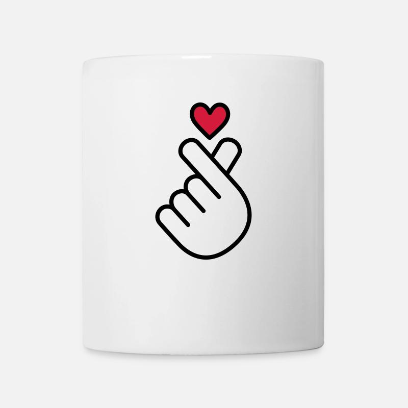 K-Pop Herz, Korea K Pop Musik Symbol, Finger, Hand - Tasse - Weiß