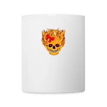 Flammender Mädchentotenkopf - Tasse - Weiß - Vorne