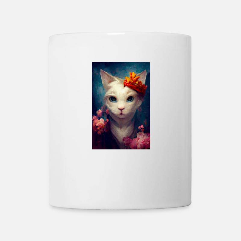 Peinture à l’huile de chat angora turc blanc - Mug blanc - blanc