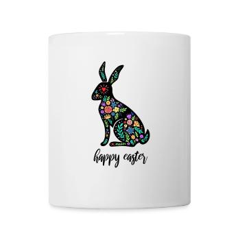 Happy Easter - Bunter Osterhase Floral - Tasse - Weiß - Vorne