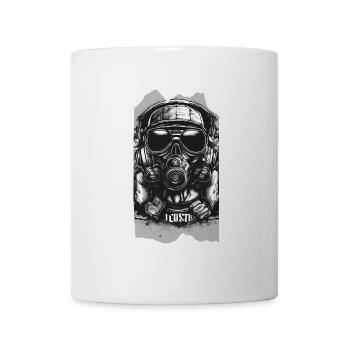 Sonorous Sentinel, Gas Mask Headphones Greyscale - Mug - white - Front
