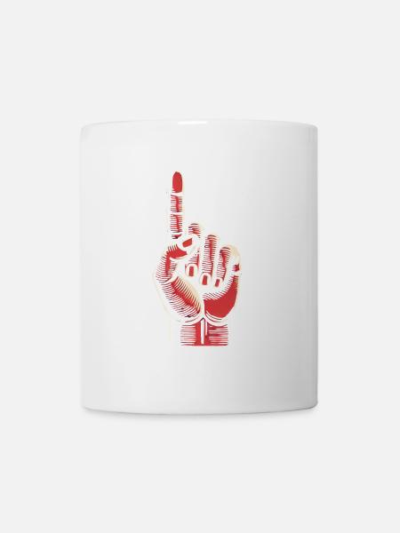 Kühnes Design mit roten Handgesten - Tasse - Weiß