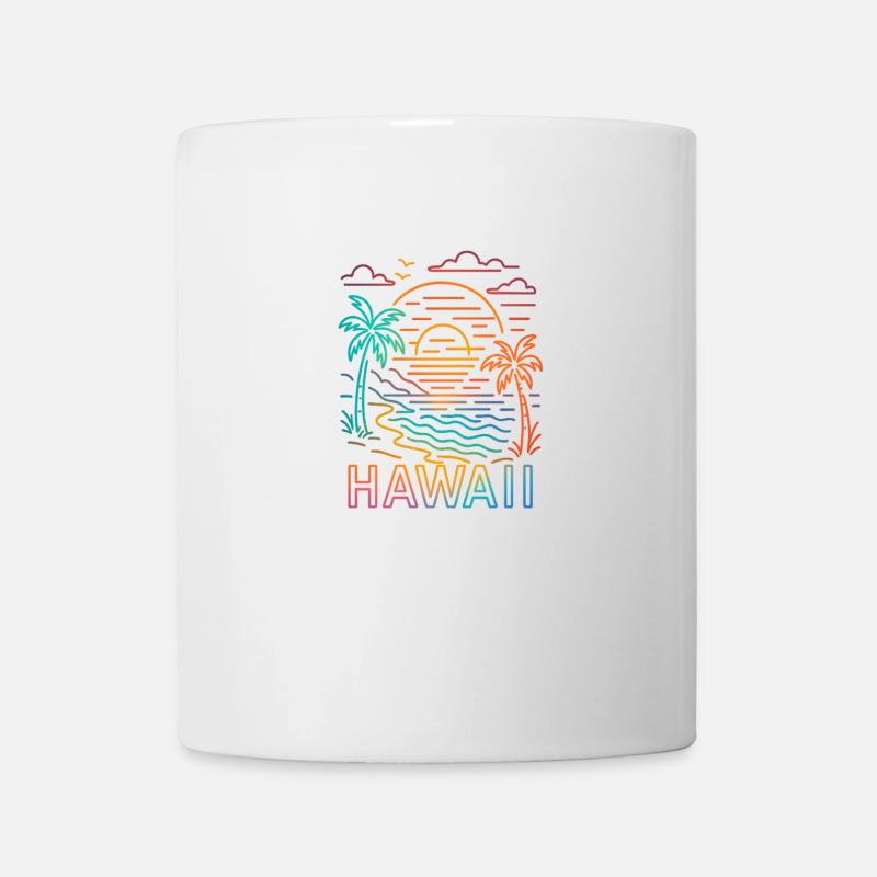 Vie colorée sur la plage d’Hawaï au coucher du soleil - Mug blanc - blanc