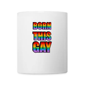 Born this gay rainbow text LGBT Pride - Mug - white - Front