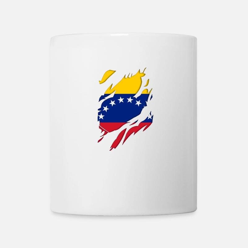 Drapeau déchiré du Venezuela motif déchiré - Mug blanc - blanc