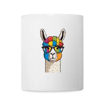 Alpaca Llama Colorful Cool with Glasses - Mug - white - Front