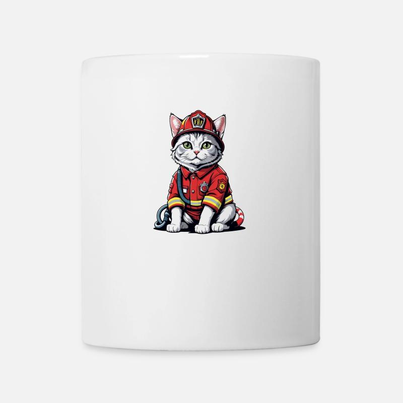 Chat Pompiers Chat Amour Chat Amoureux des Chats - Mug blanc - blanc