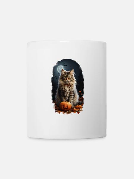 Norwegische Waldkatze Halloween - Tasse - Weiß