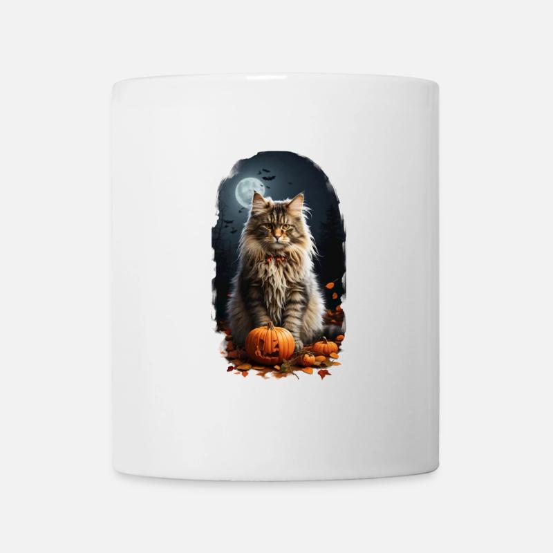 Norwegische Waldkatze Halloween - Tasse - Weiß