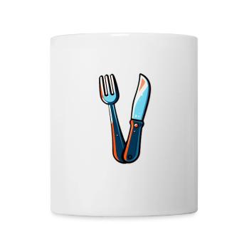 Couteau à couverts fourchette coloré - Mug blanc - blanc - Devant