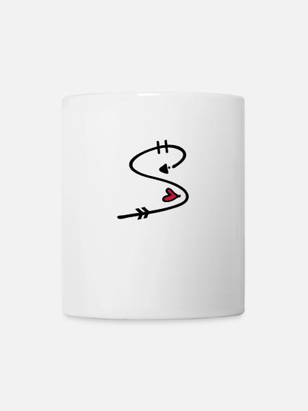 Letter S with arrow heart - Mug - white