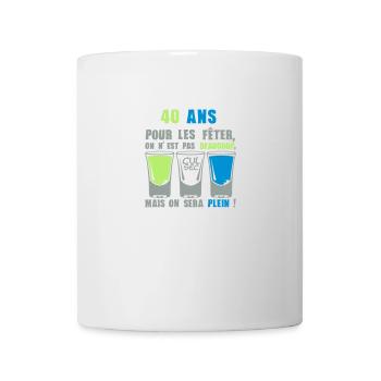 40 ans shooter alcool anniversaire plein - Mug blanc - blanc - Devant