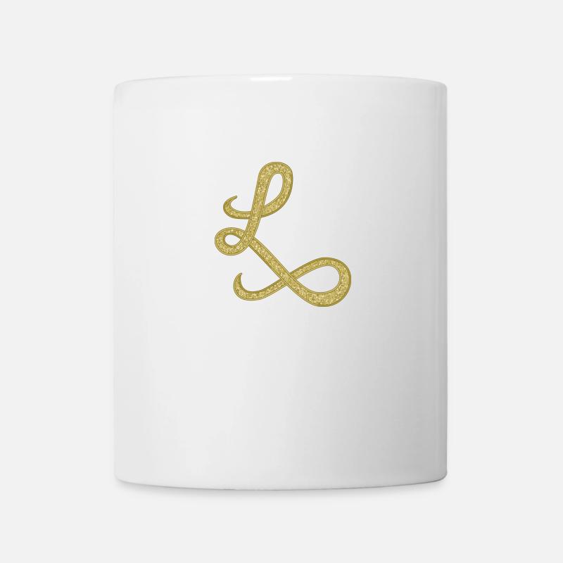 L - gold, letter, alphabet, monogram - Tasse - Weiß