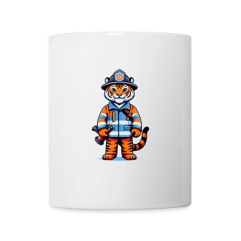 Cute Tiger Firefighter - Tasse - Weiß - Vorne