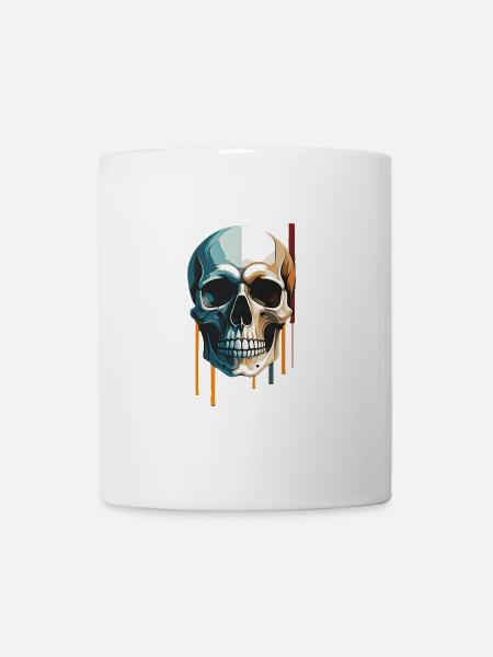 Skull Art - Moderner Totenkopf im Dual-Color Desig - Tasse - Weiß
