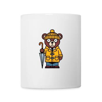 Comic gelb Bär Braunbär Beanie Mütze Regenschirm - Tasse - Weiß - Vorne