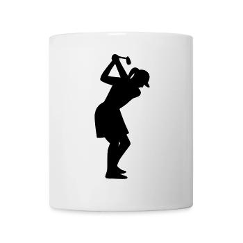 Golferin beim Abschlag - Tasse - Weiß - Vorne