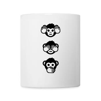 Drei-Weise-Affen-Motiv - Tasse - Weiß - Vorne