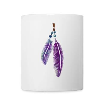 Federn mit Perlen für Boho Fans - Tasse - Weiß - Vorne