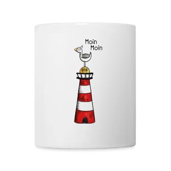 Moin Moin Möwe - Nordsee - Norden - Geschenk - Tasse - Weiß - Vorne