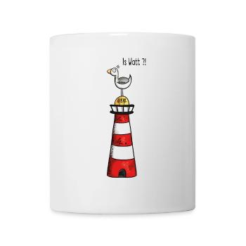 Is Watt Möwe - Nordsee - Leuchtturm - Geschenk - Tasse - Weiß - Vorne