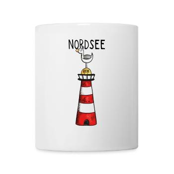 Nordsee Leuchtturm - Möwe - Comic - Geschenk - Tasse - Weiß - Vorne
