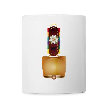 decorated cowbell and edelweiss flower - Mug - white - Front
