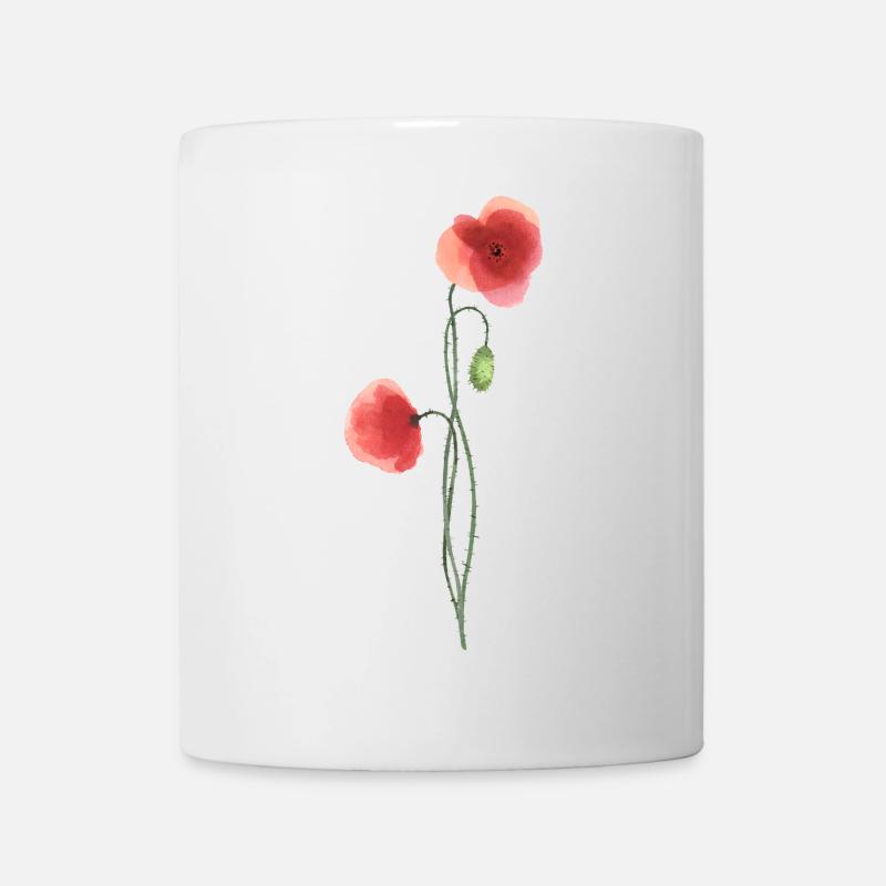 Blume: roter Mohn - Tasse - Weiß