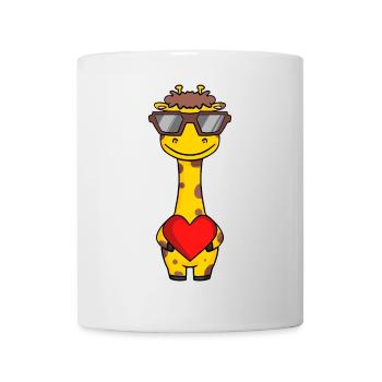 Girafe avec lunettes de soleil et cœur - Mug blanc - blanc - Devant