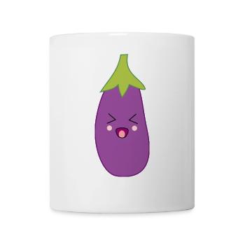 Kawaii Aubergine Kawaii Gemüse Kawaii Sticker - Tasse - Weiß - Vorne
