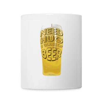 J’AI BESOIN D’UN CÂLIN E VERRE DE BIÈRE - Mug blanc - blanc - Devant