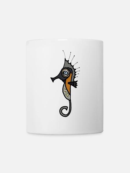 Seepferd Grafik mit dunklem Hintergrund - Tasse - Weiß