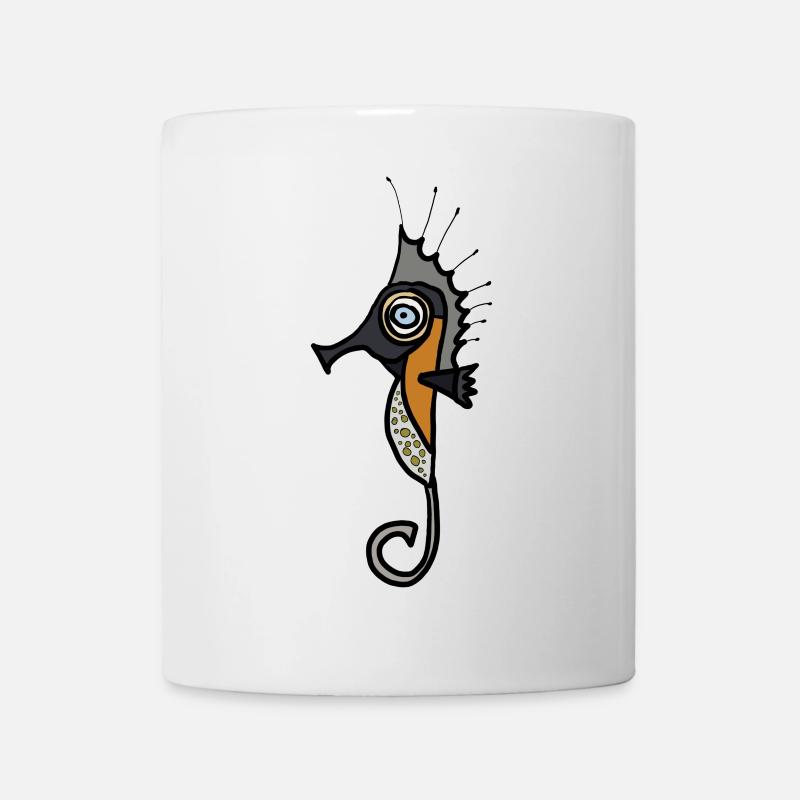 Seepferd Grafik mit dunklem Hintergrund - Tasse - Weiß