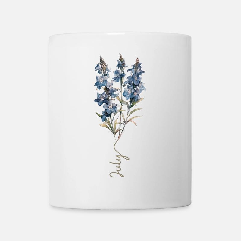 Blaues und weißes Blumendesign - Tasse - Weiß