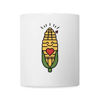 Maïs souriant avec cœur - Mug blanc - blanc - Devant