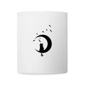 CAT SUR LUNE - Mug blanc - blanc - Devant