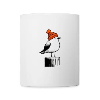North Sea Harbor Moin Seagull Hat Beanie Pier Pier Pillar - Mug - white - Front
