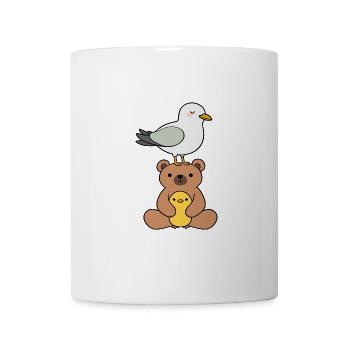 Team Möwe Bär Teddy Küken Tiere Freundschaft Liebe - Tasse - Weiß - Vorne