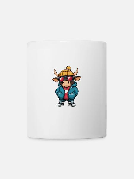 Stier Winter Comic - Tasse - Weiß