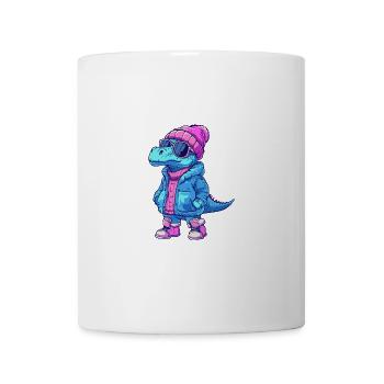 Dinosaur brontosaurus winter comic - Mug - white - Front