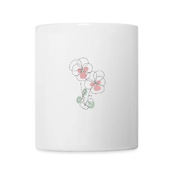 einfache Illustration Blumen Linie - Tasse - Weiß - Vorne