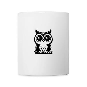 Cartoon owl with big eyes - Mug - white - Front