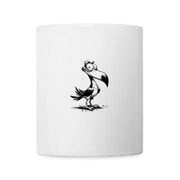 Un bec d’oiseau étrange rencontre de grands yeux - Mug blanc - blanc - Devant