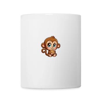 Cute monkey chimpanzee nibbling cookies cartoon - Mug - white - Front